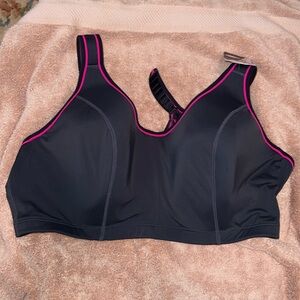 Dark Grey with Pink Edging Sports Bra